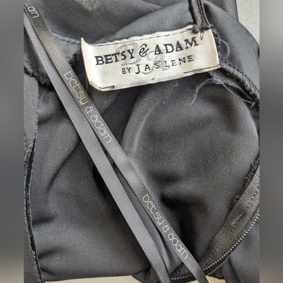 Vtg Betsy & Adam Velvet chiffon Dress Black Size 3/4 Spaghetti straps Zipper W-1 - Picture 12 of 15